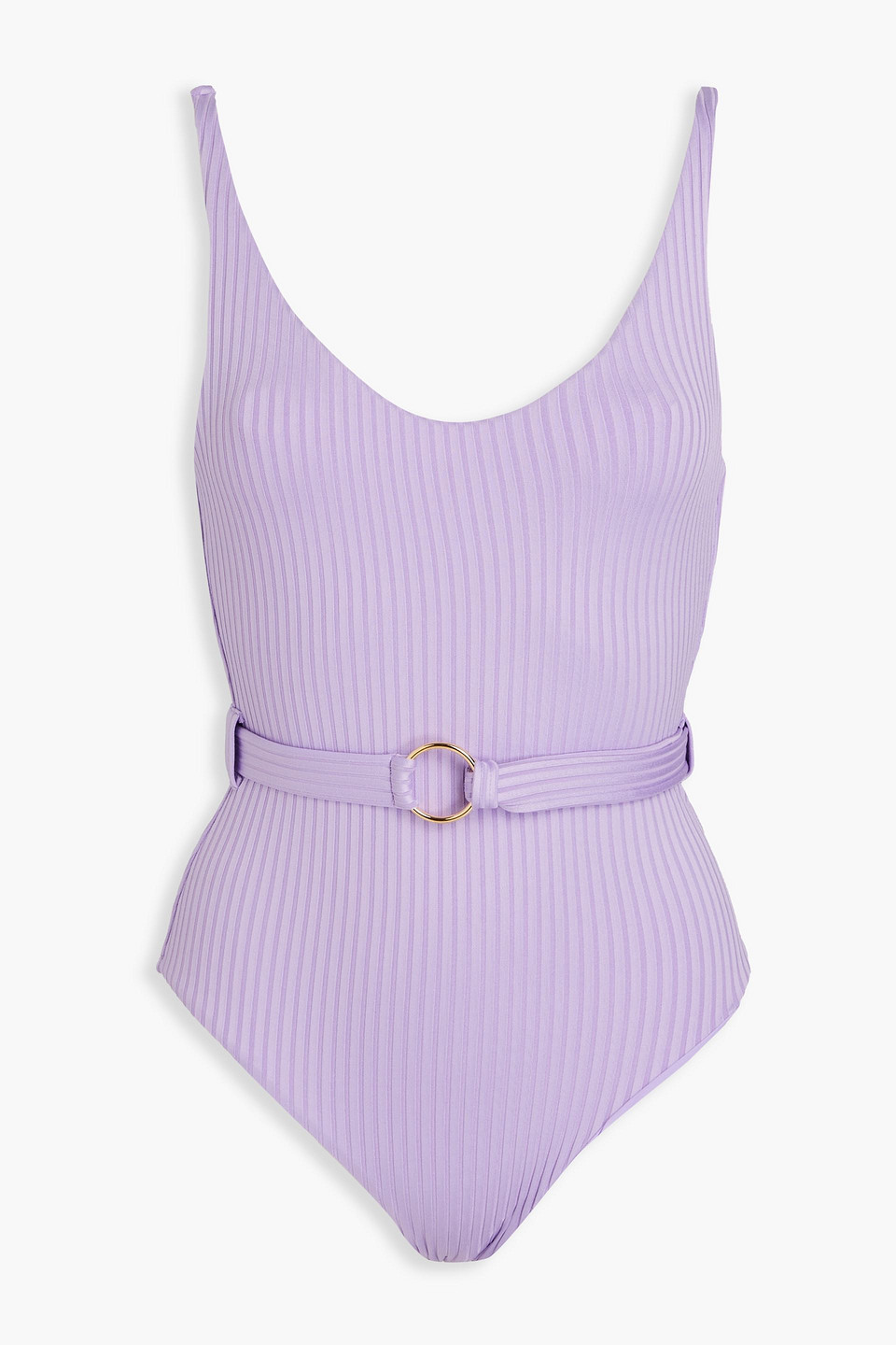 Melissa Odabash St. Tropez Belted Ribbed Swimsuit In Lavender