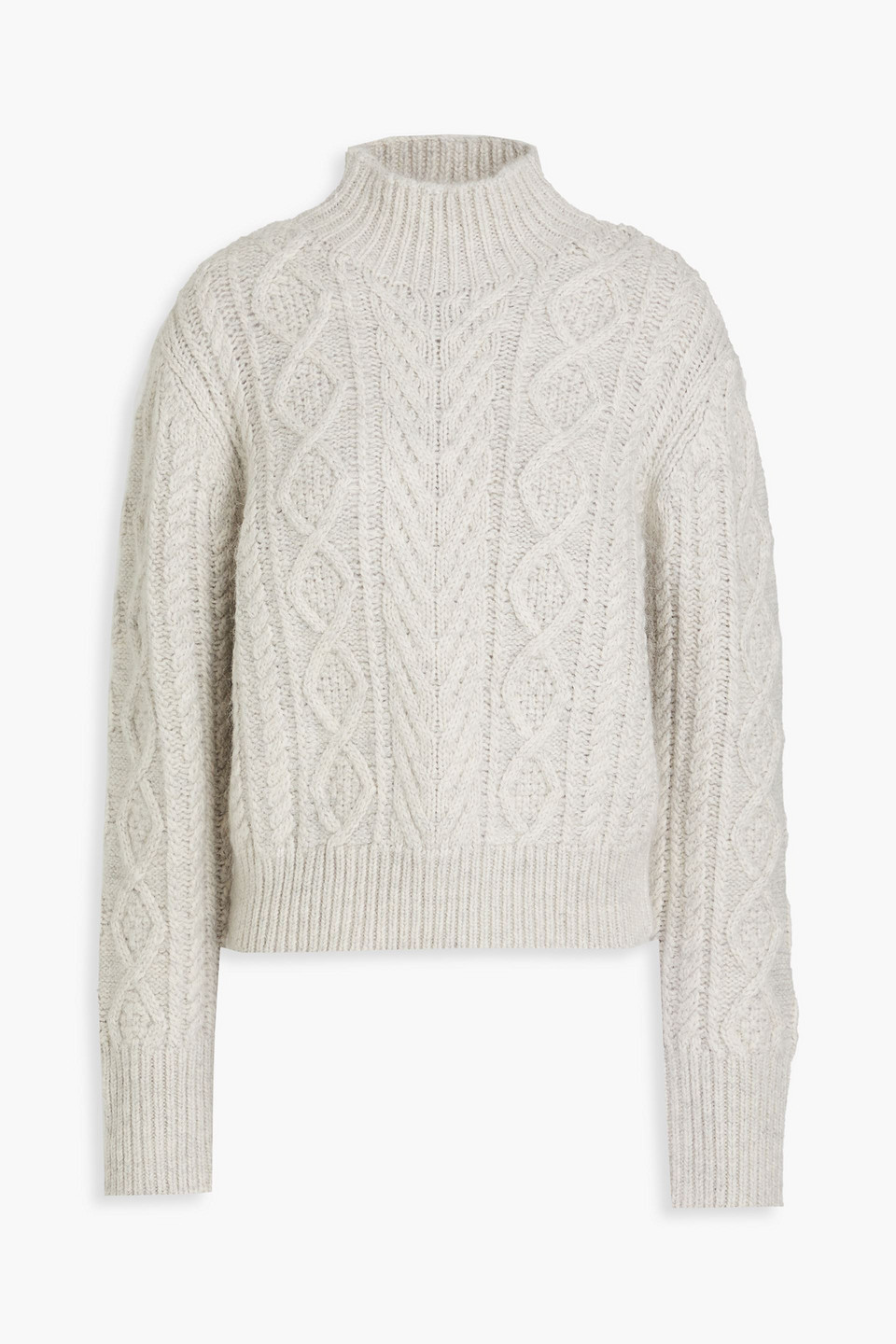 Rag & Bone Brody Mock Neck Cable Stitch Sweater In Light Gray