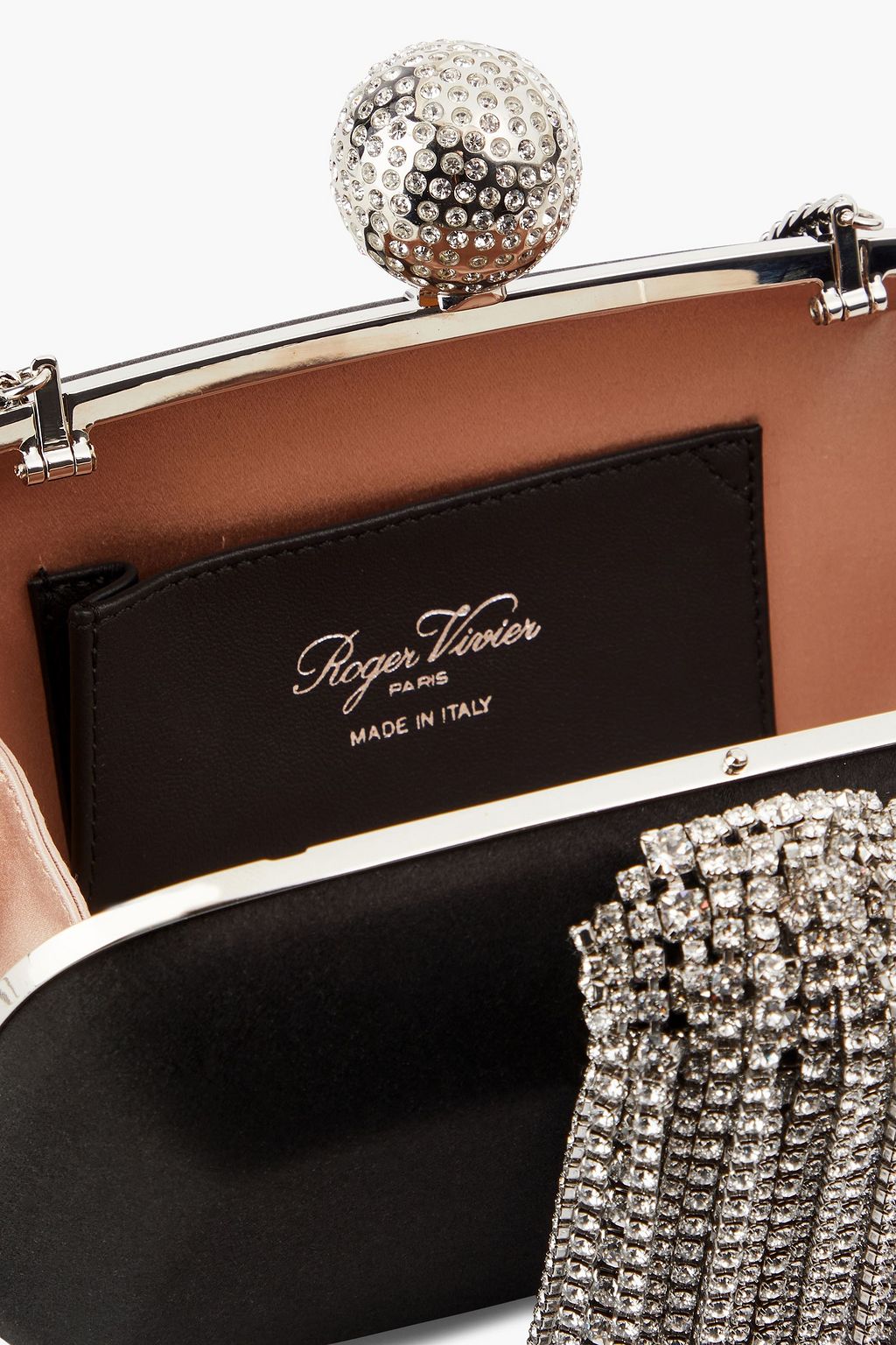 ROGER VIVIER Vivier Marlene crystal-embellished satin clutch