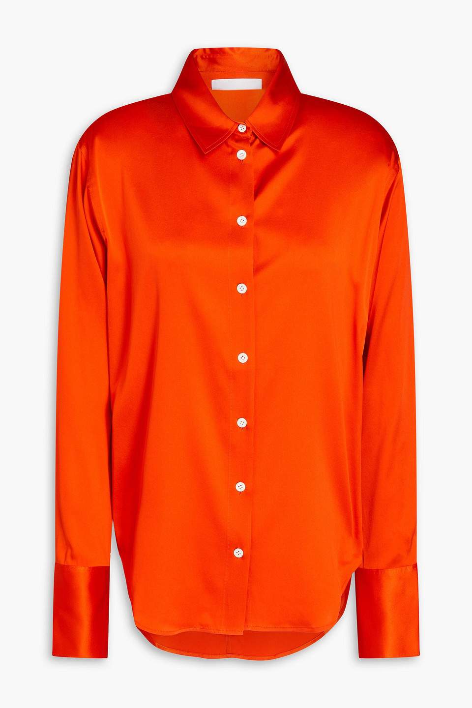 Frame Standard Stretch-silk Shirt In Orange