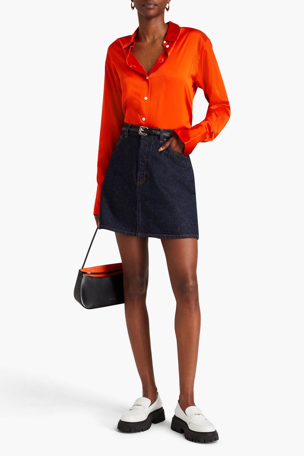 FRAME Stretch-silk satin shirt