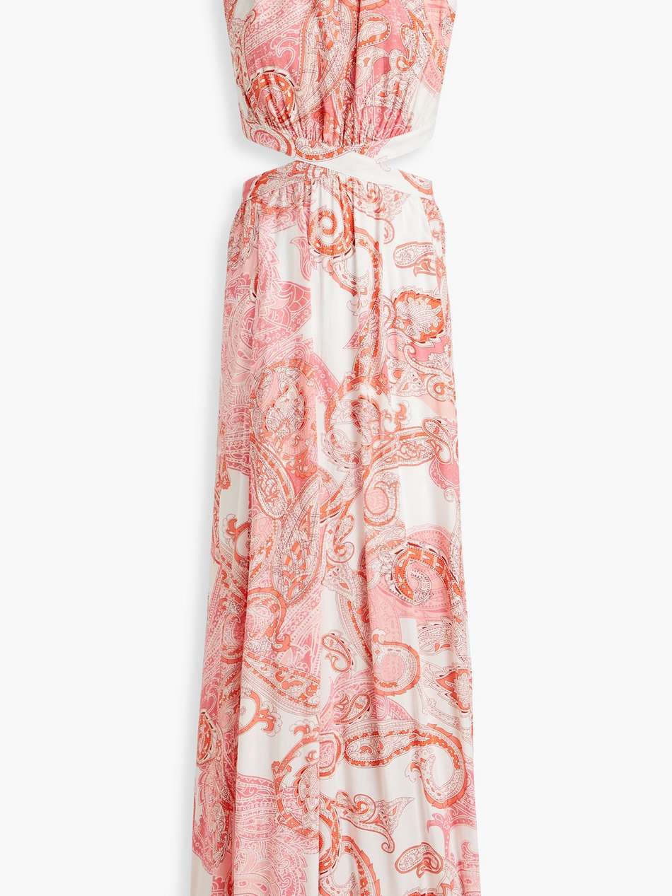 arabella cutout printed voile maxi dress
