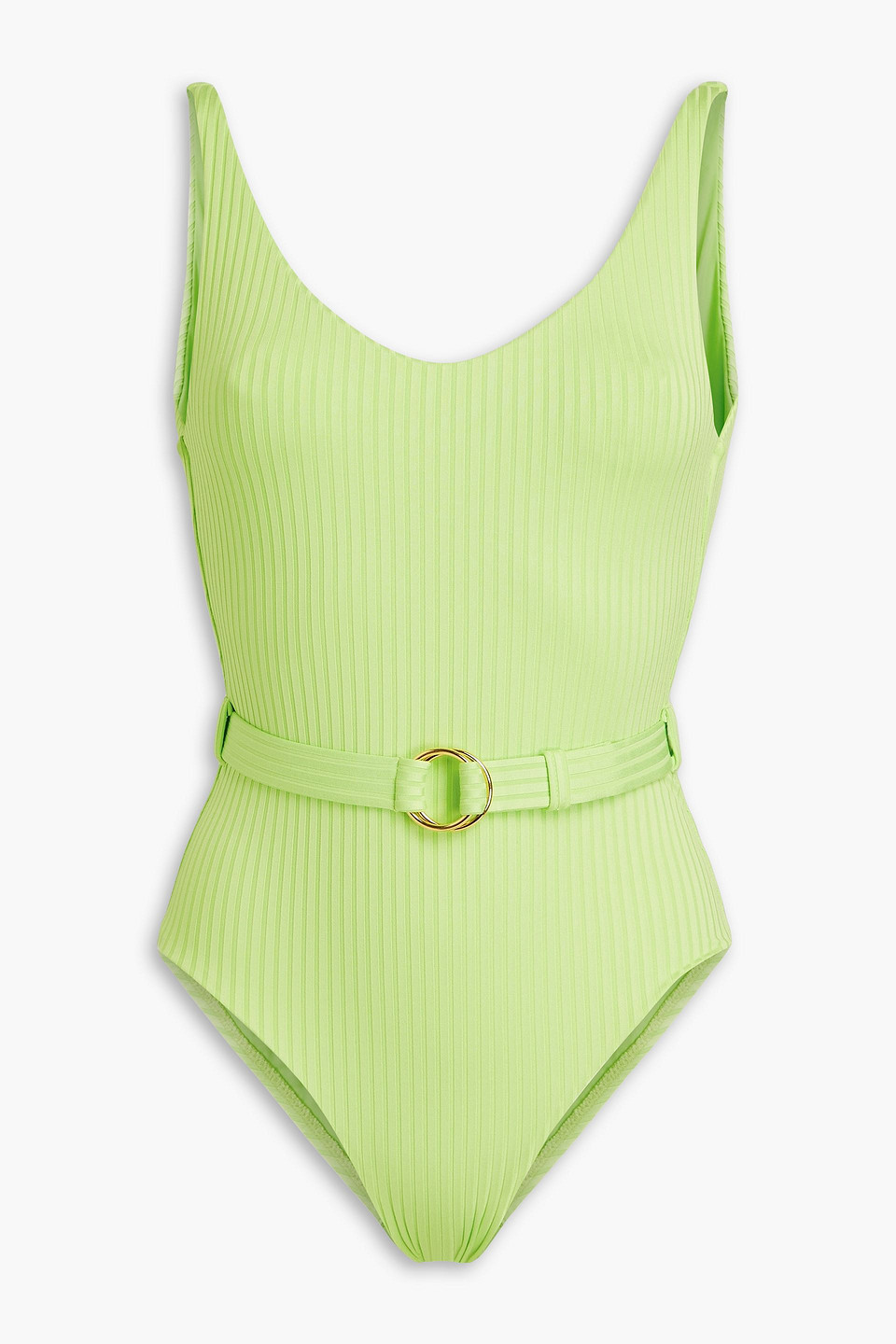 Melissa Odabash St. Tropez Belted Ribbed Swimsuit In Lime Green