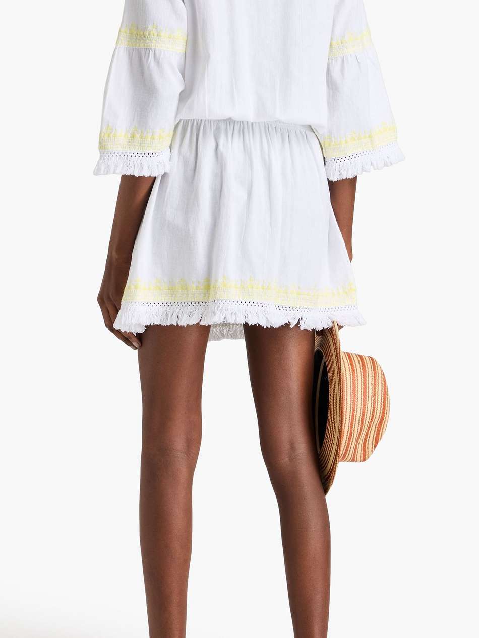 martina embroidered cotton and linen-blend mini dress