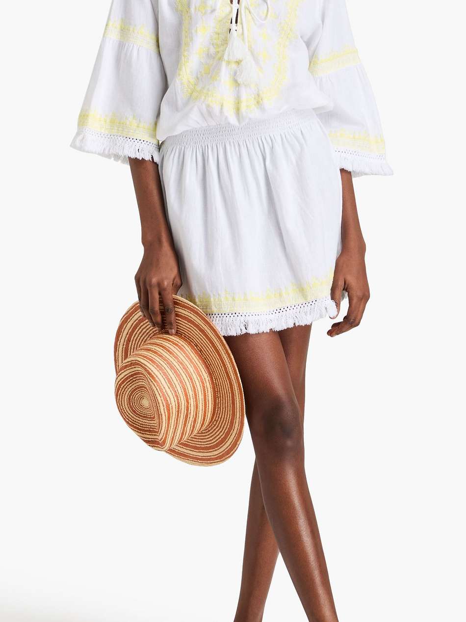 martina embroidered cotton and linen-blend mini dress