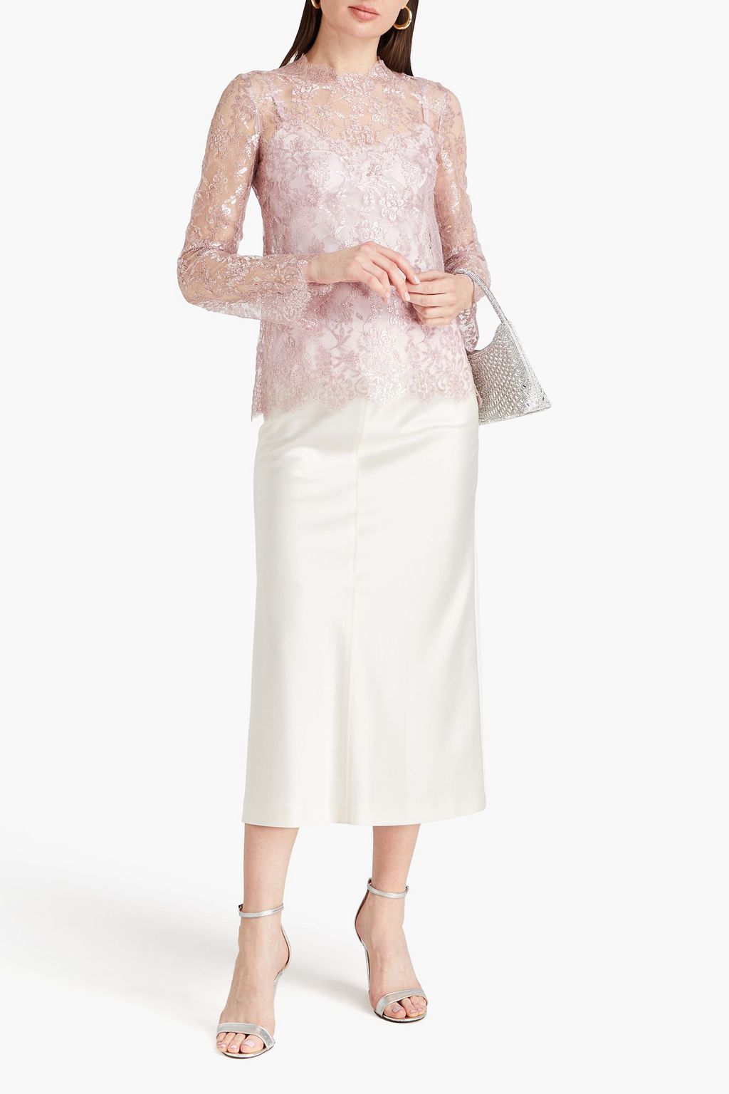 DOLCE&GABBANA Oberteil aus Chantilly-Spitze mit Metallic-Effekt