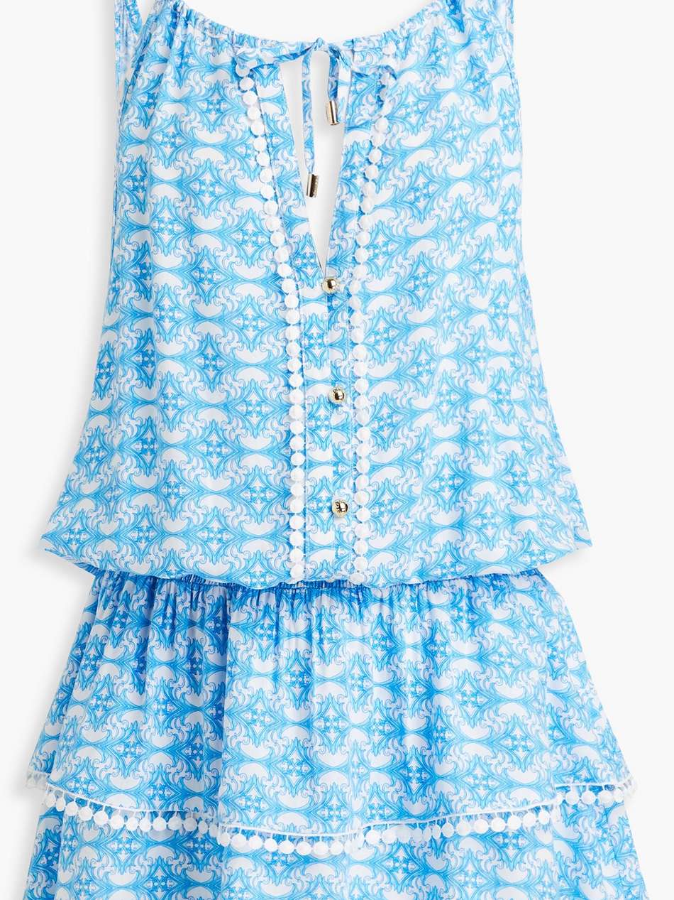 rosa picot-trimmed printed voile mini dress