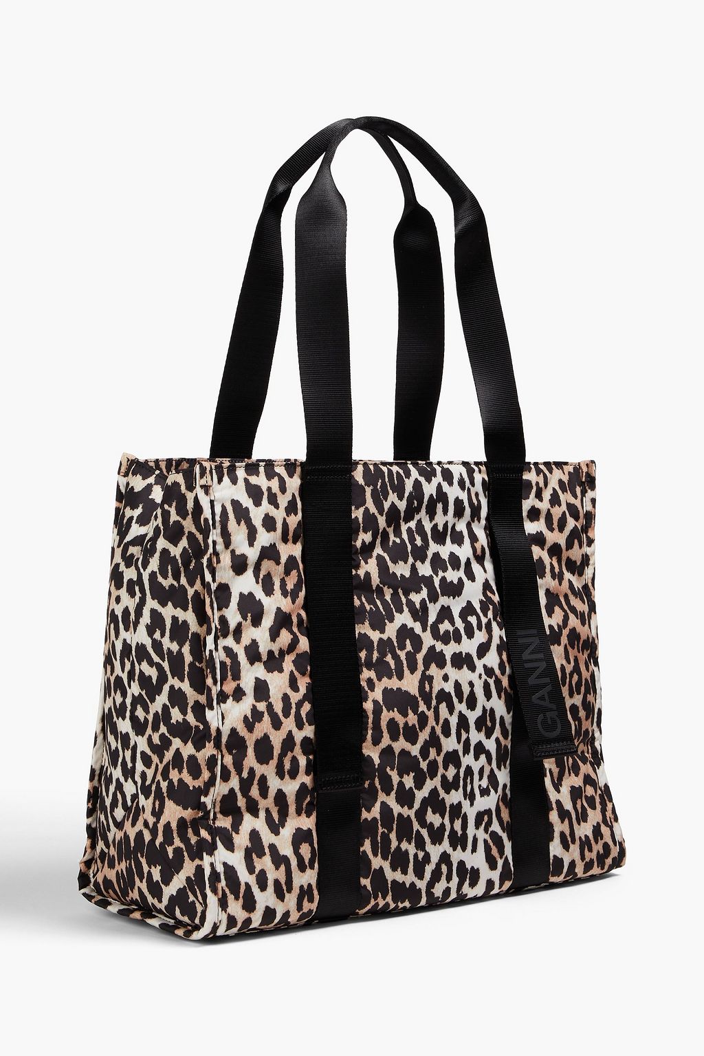 GANNI Leopard-print shell tote