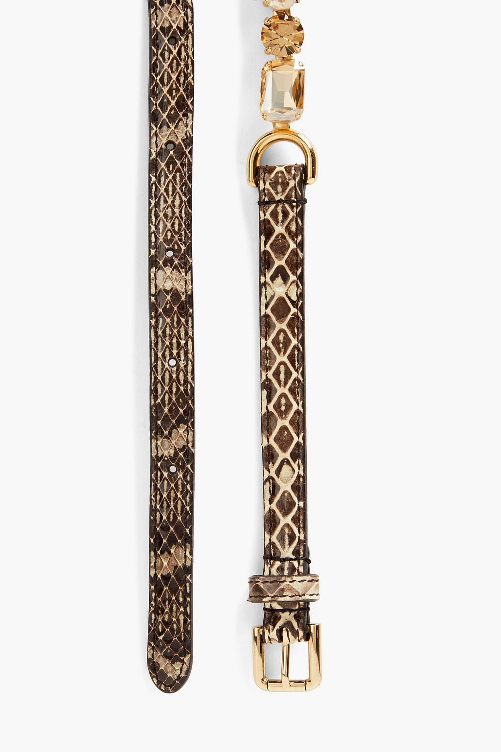 DOLCE&GABBANA Bead-embellished snake-effect leather belt