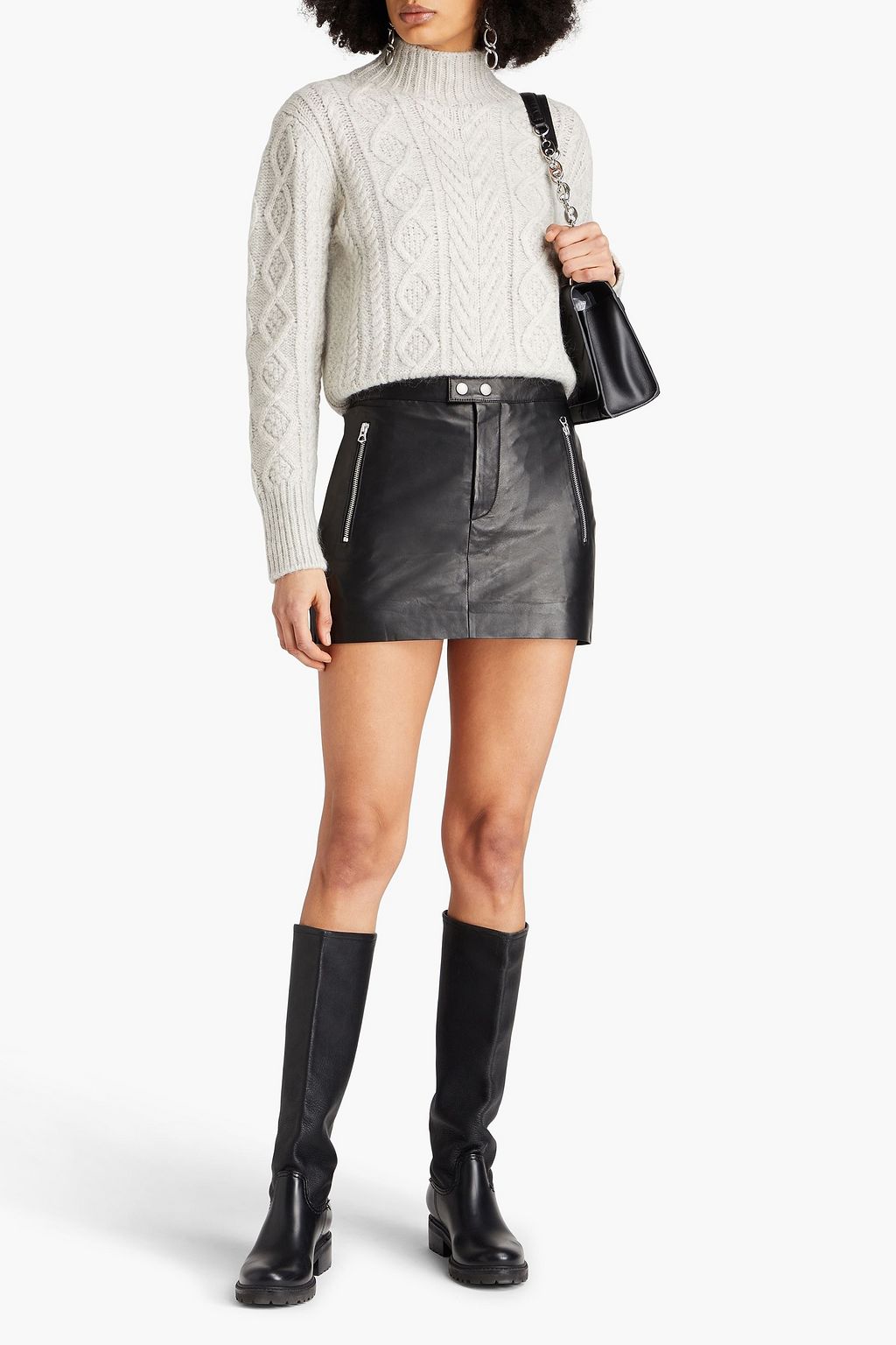 RAG & BONE تنورة قصيرة “نورا” مصنوعة من الجلد