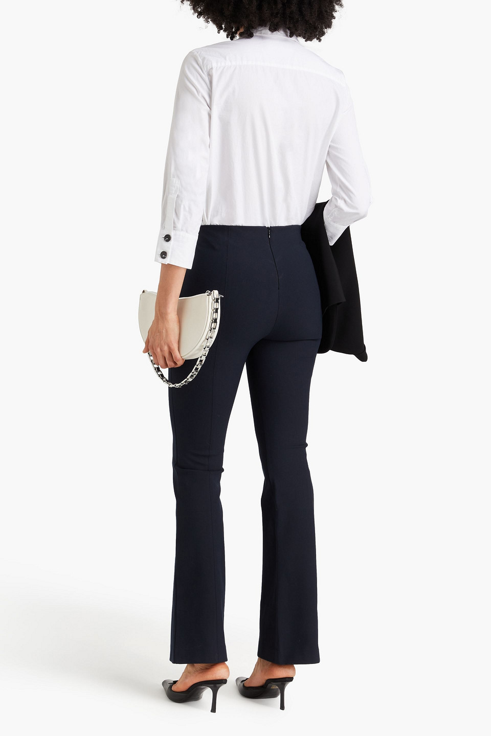 Shop Rag & Bone Simone Stretch-cotton Twill Flared Pants In Midnight Blue