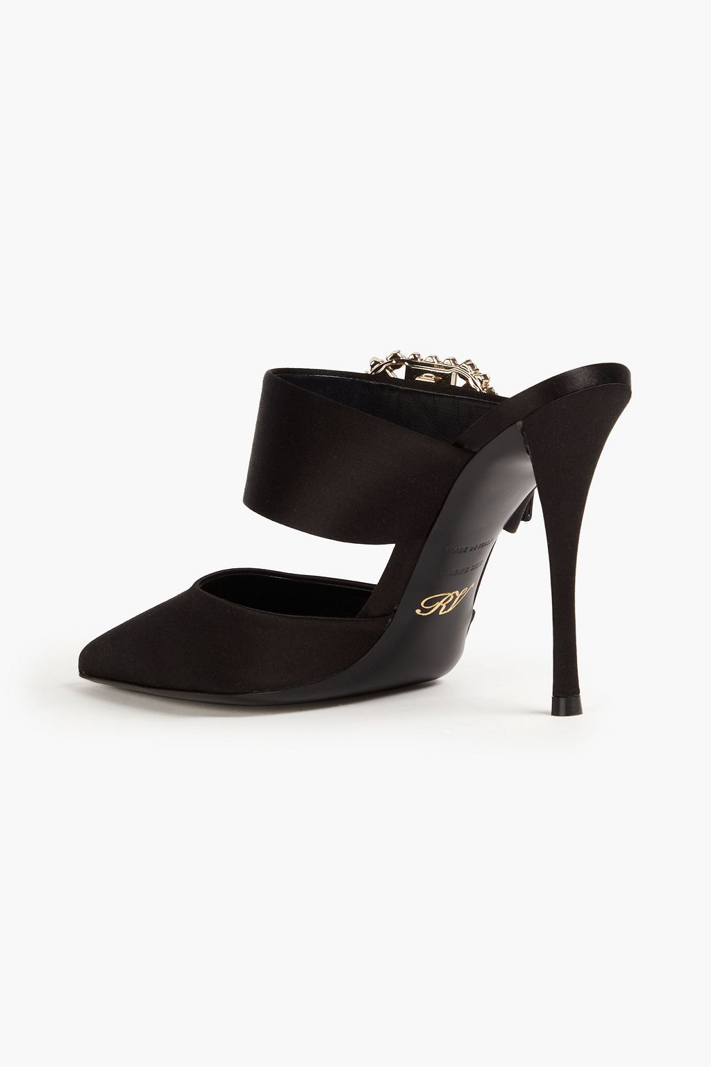 ROGER VIVIER حذاء ميول مصنوع من الساتان ومزين بالكريستال