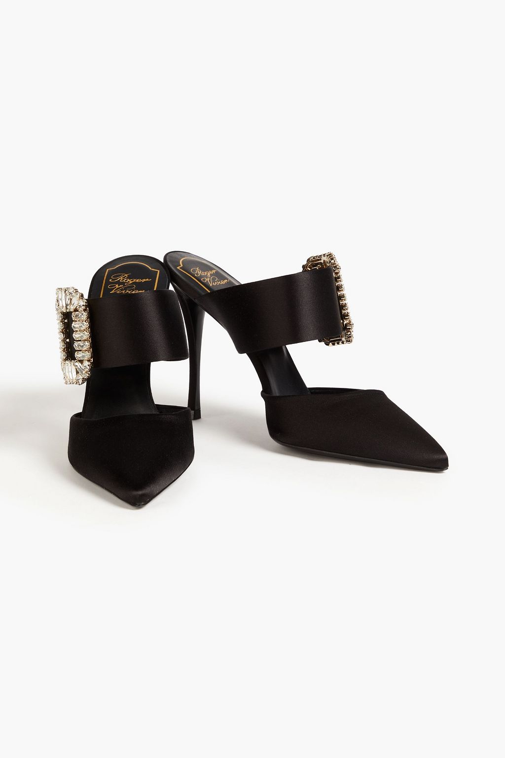 ROGER VIVIER حذاء ميول مصنوع من الساتان ومزين بالكريستال