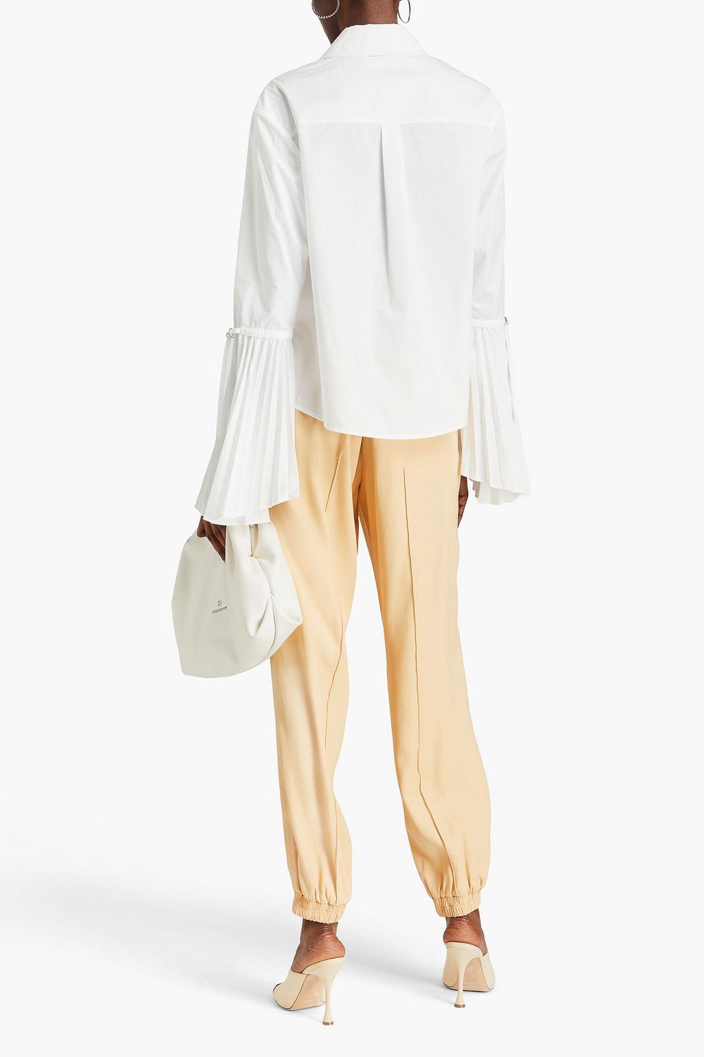 SIMKHAI Jordy pleated cotton-blend poplin shirt