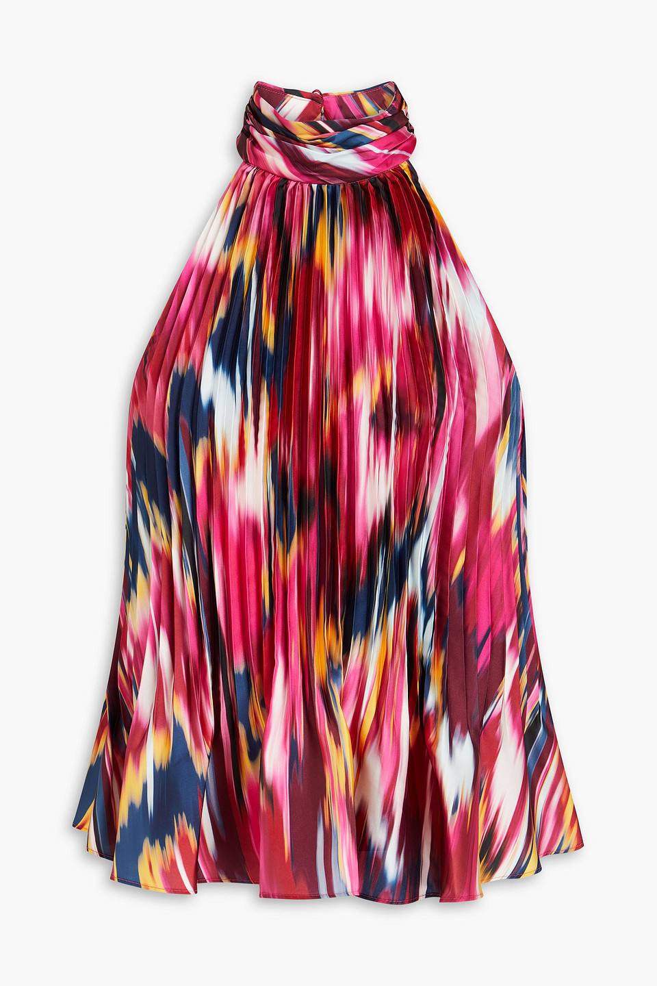 SIMKHAI YASENIA PRINTED PLISSÉ-SATIN TOP