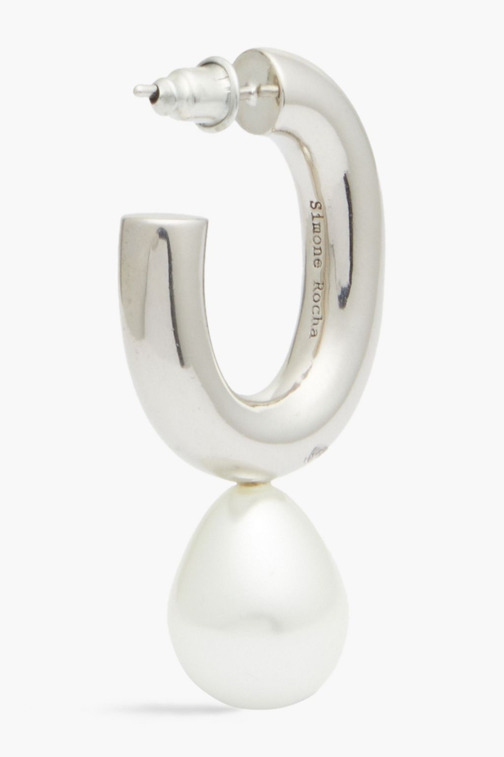SIMONE ROCHA Silver-tone faux pearl hoop earrings
