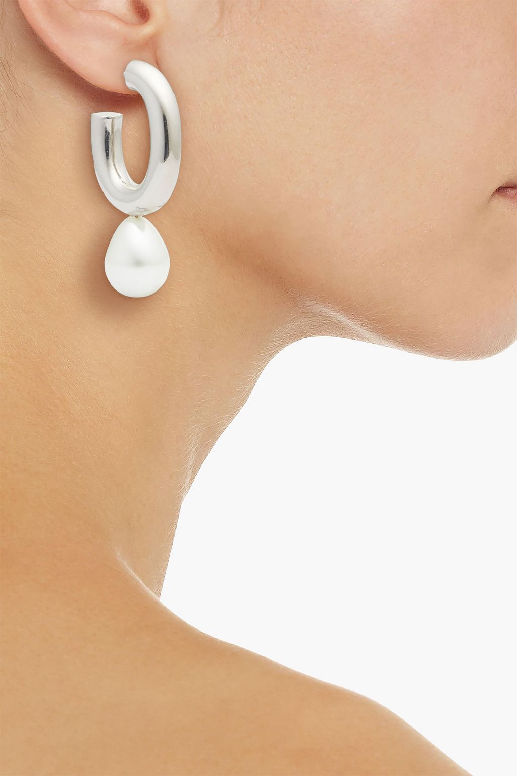 SIMONE ROCHA Silver-tone faux pearl hoop earrings