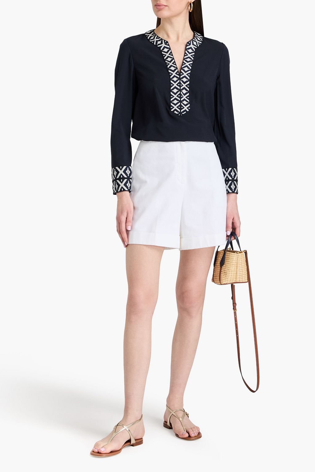 TORY BURCH 자수 장식 크레이프 카프탄