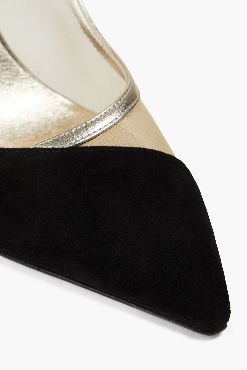 ROGER VIVIER Vivier 100 tulle-paneled suede pumps