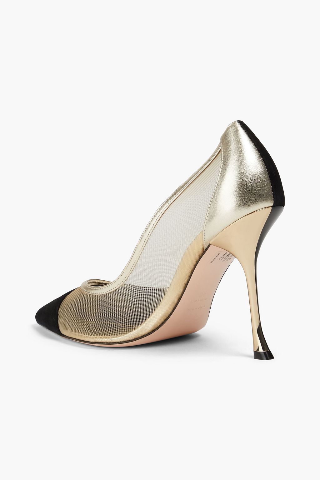 ROGER VIVIER Vivier 100 tulle-paneled suede pumps