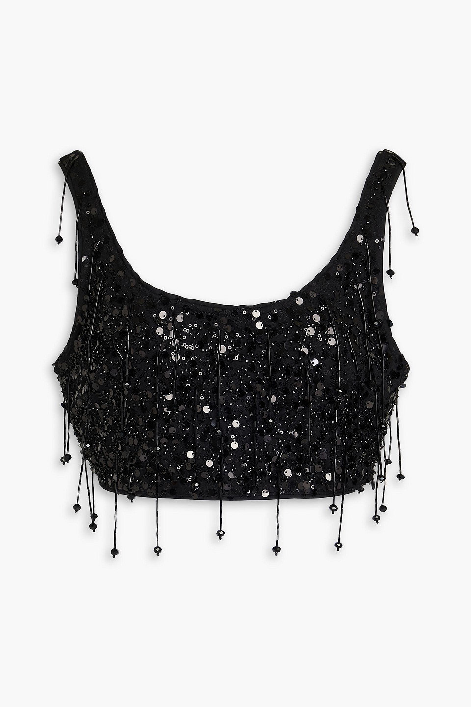Simkhai Karlena Cropped Embellished Jersey Top In Black