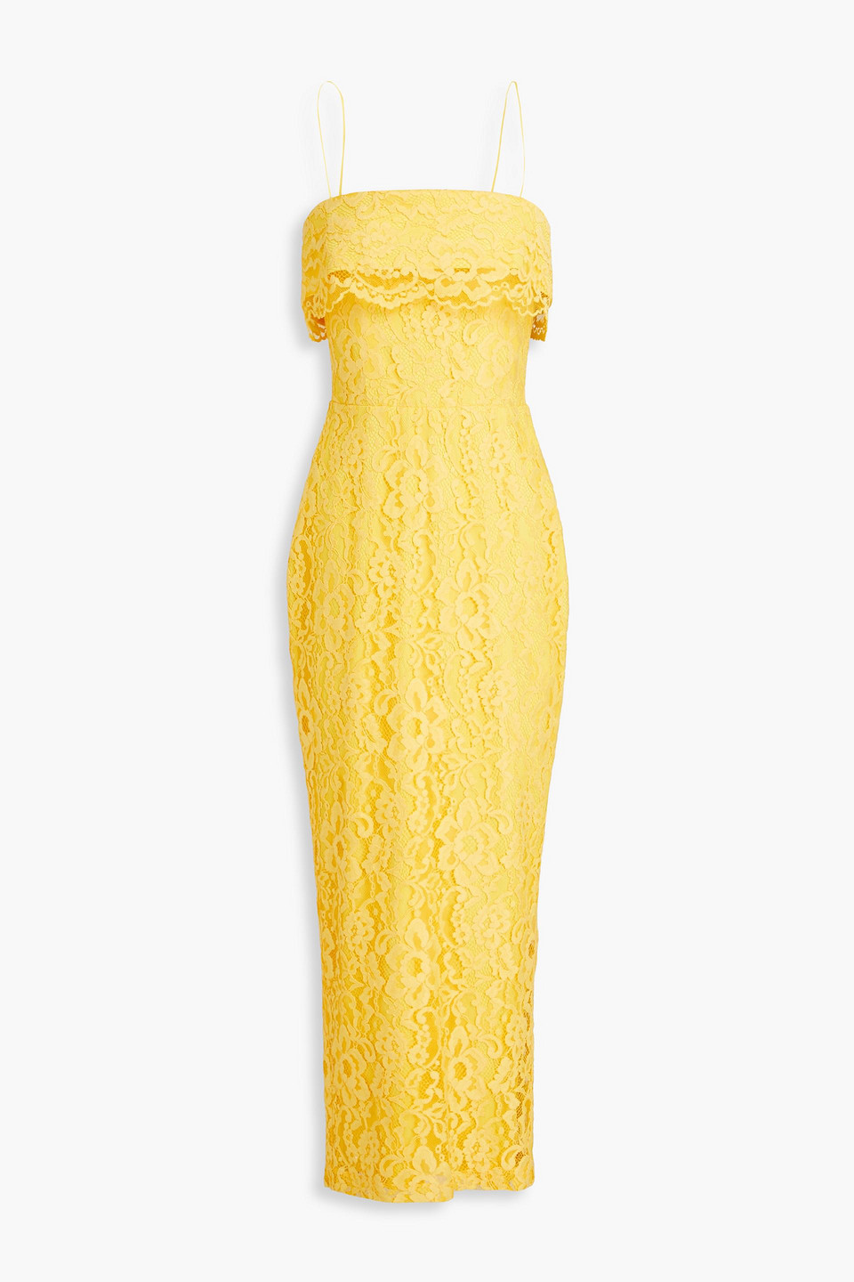 Rasario Cotton-blend Corded Lace Midi Dress In Yellow | ModeSens