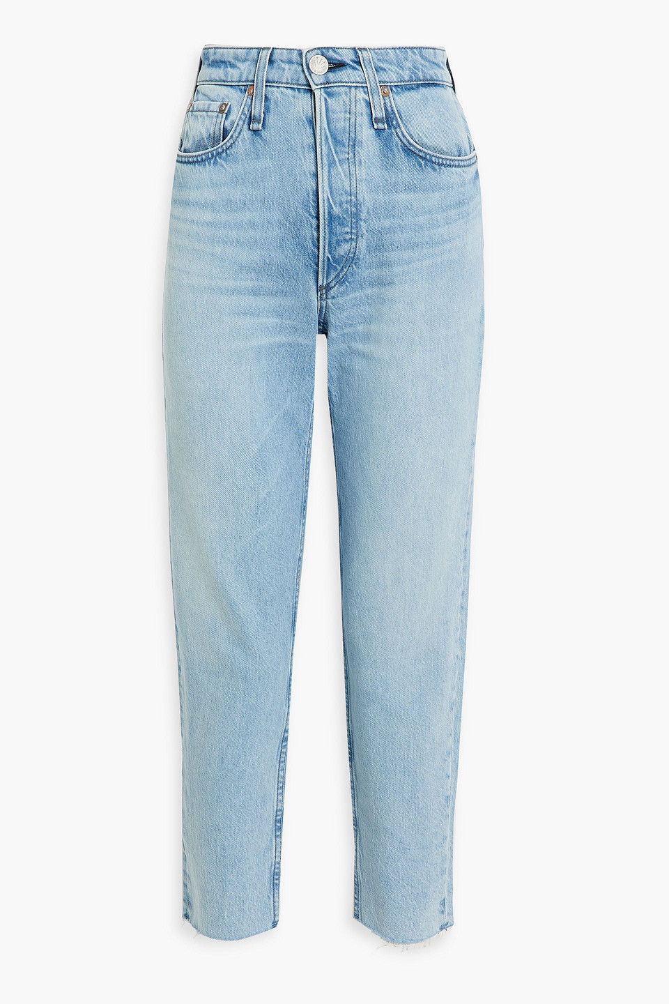 Rag & Bone Cropped High-rise Slim-leg Jeans In Light Denim