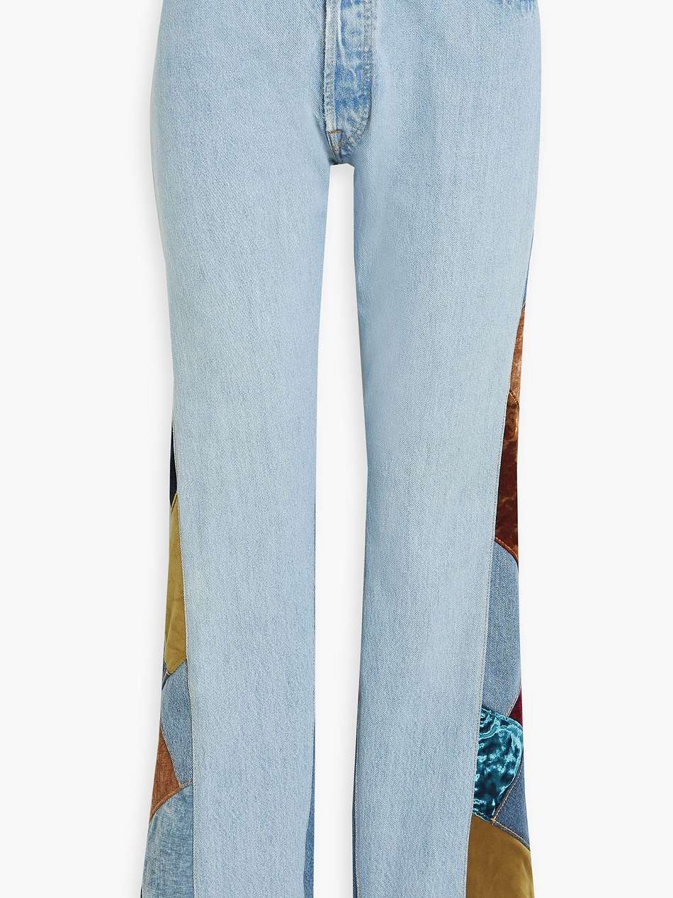70s patchwork high-rise bootcut jeans