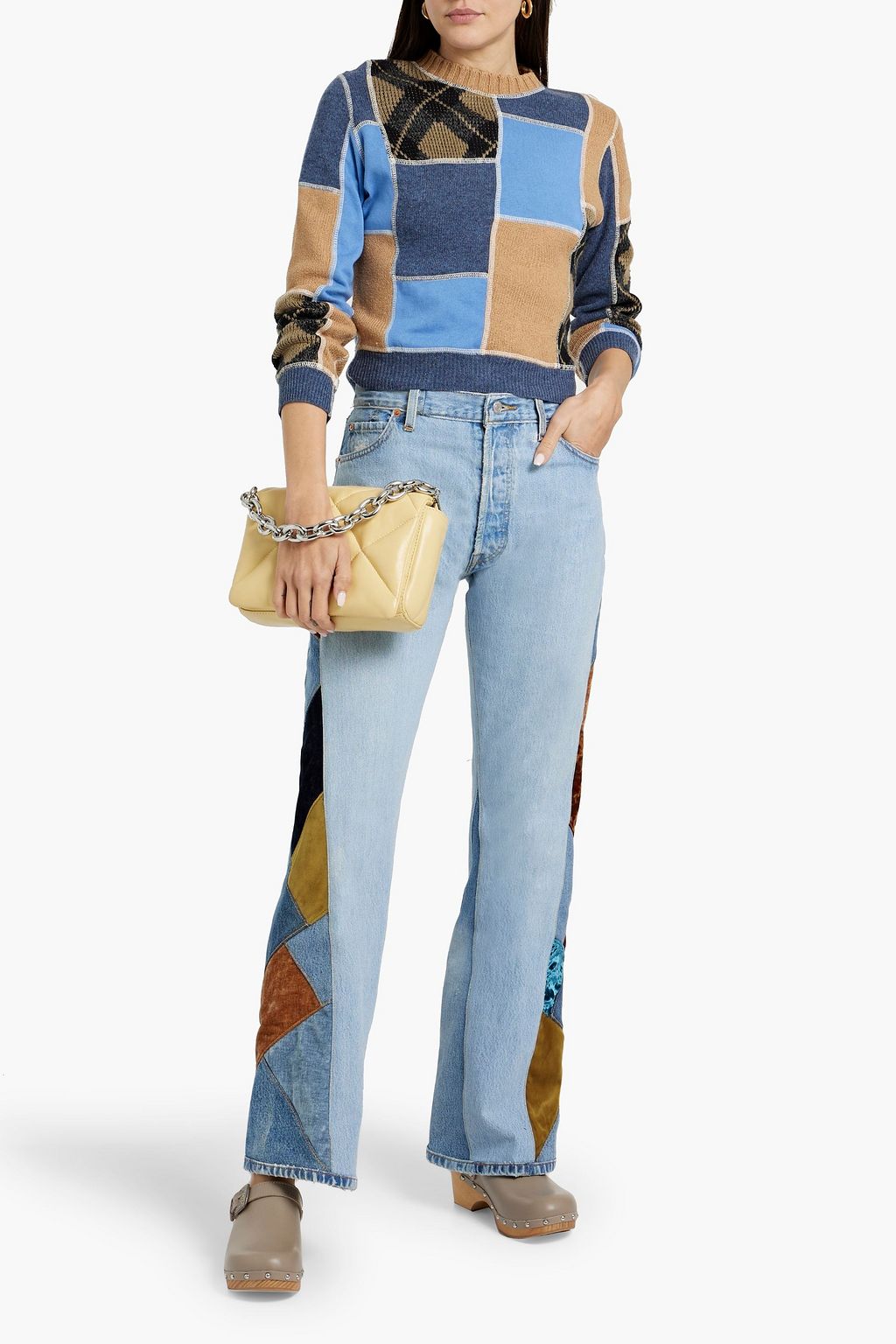 RE/DONE WITH LEVI'S 70s patchwork high-rise bootcut jeans