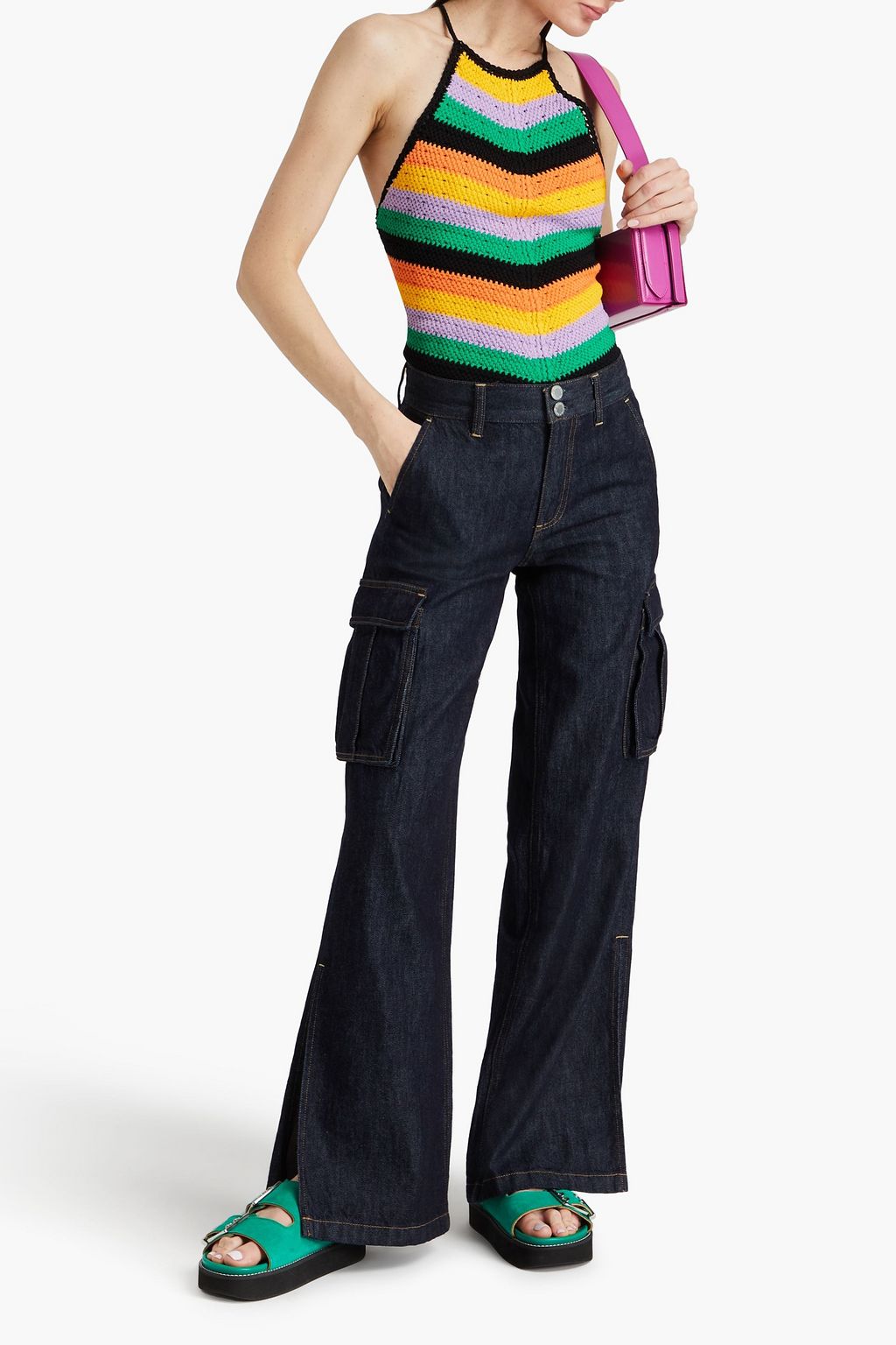 ALICE + OLIVIA JEANS جينز “كال” بأرجل واسعة وخصر عالٍ