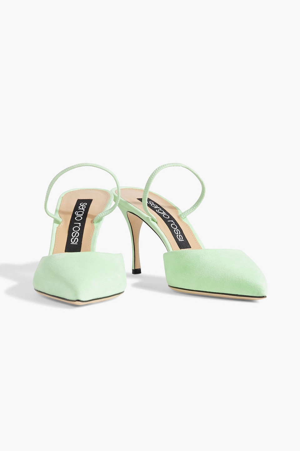 Shop Sergio Rossi Godiva 75 Suede Mules In Mint