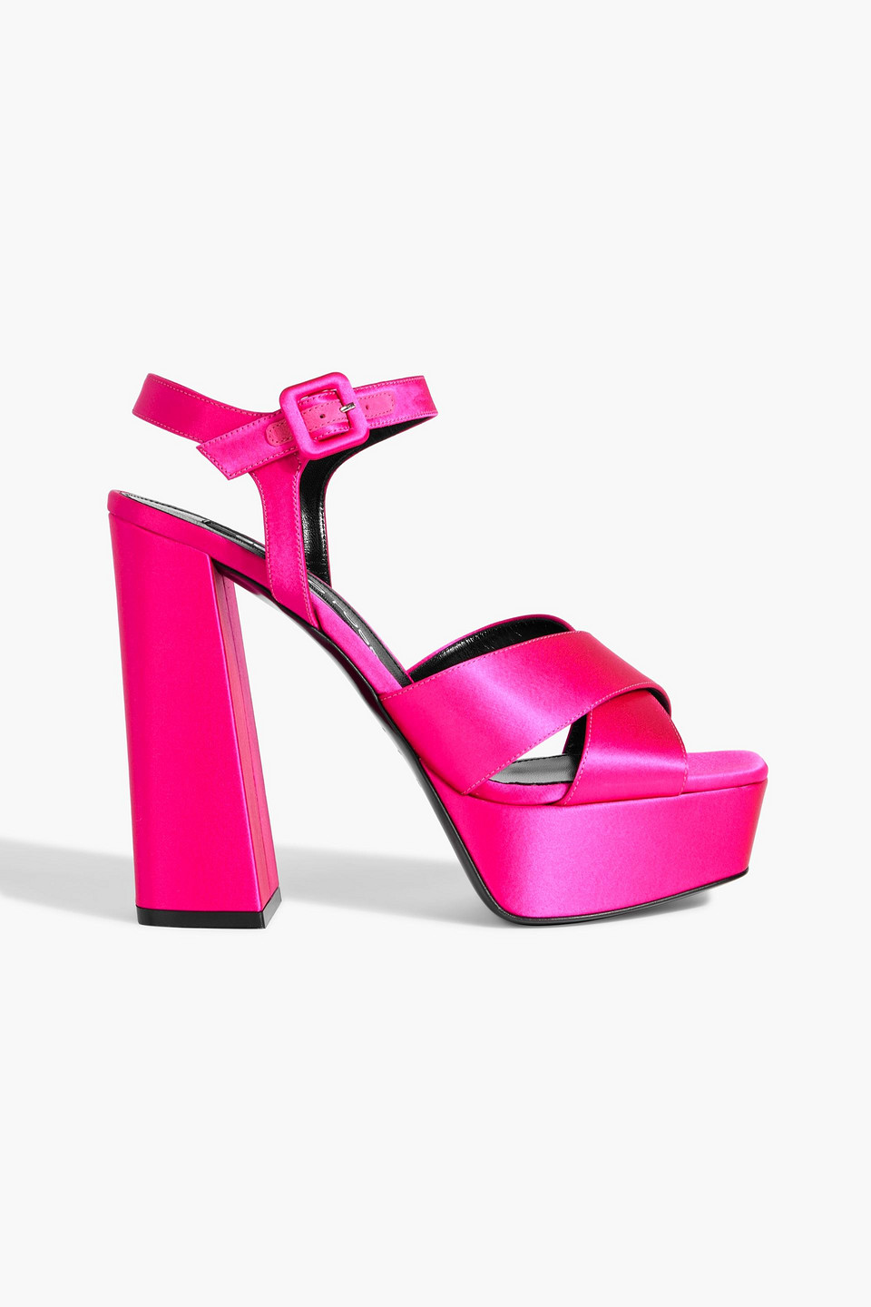 Sergio Rossi Sr Alicia Satin Platform Sandals In Bright Pink