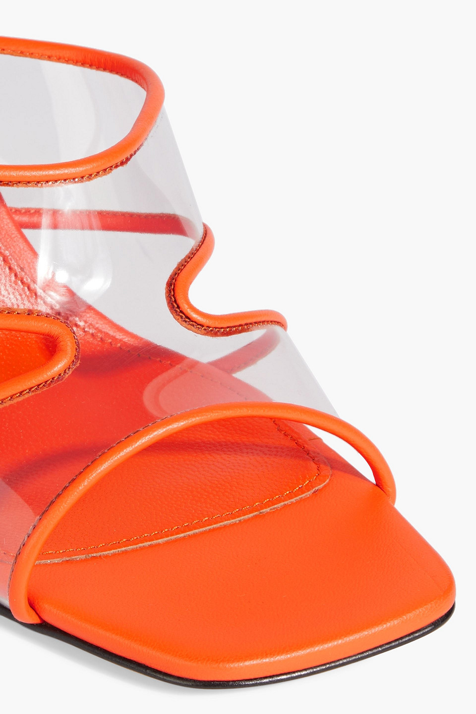 Shop Sergio Rossi Sr Lunettes 80 Leather And Pvc Mules In Orange