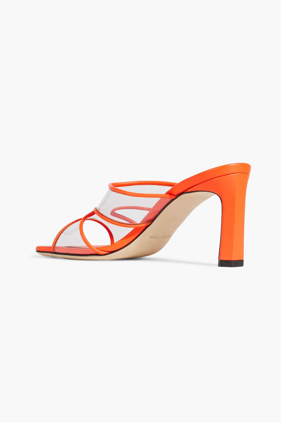 Shop Sergio Rossi Sr Lunettes 80 Leather And Pvc Mules In Orange