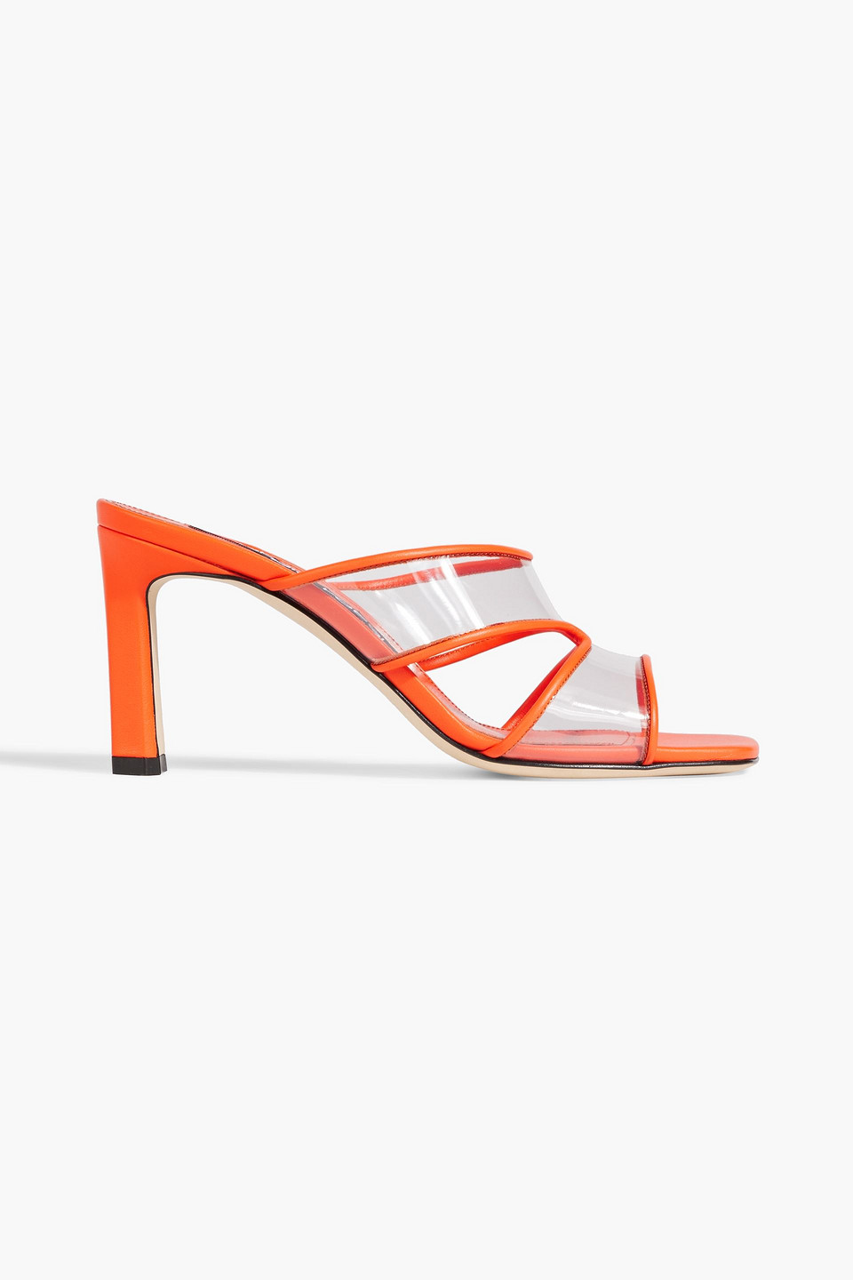 Sergio Rossi Sr Lunettes 80 Leather And Pvc Mules In Orange