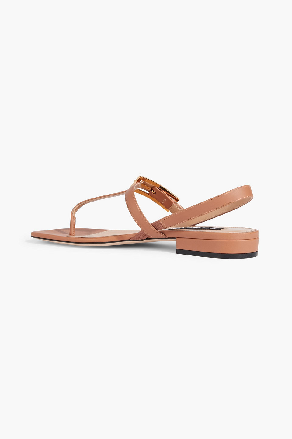 Shop Sergio Rossi Buckled Leather Slingback Sandals In Light Brown