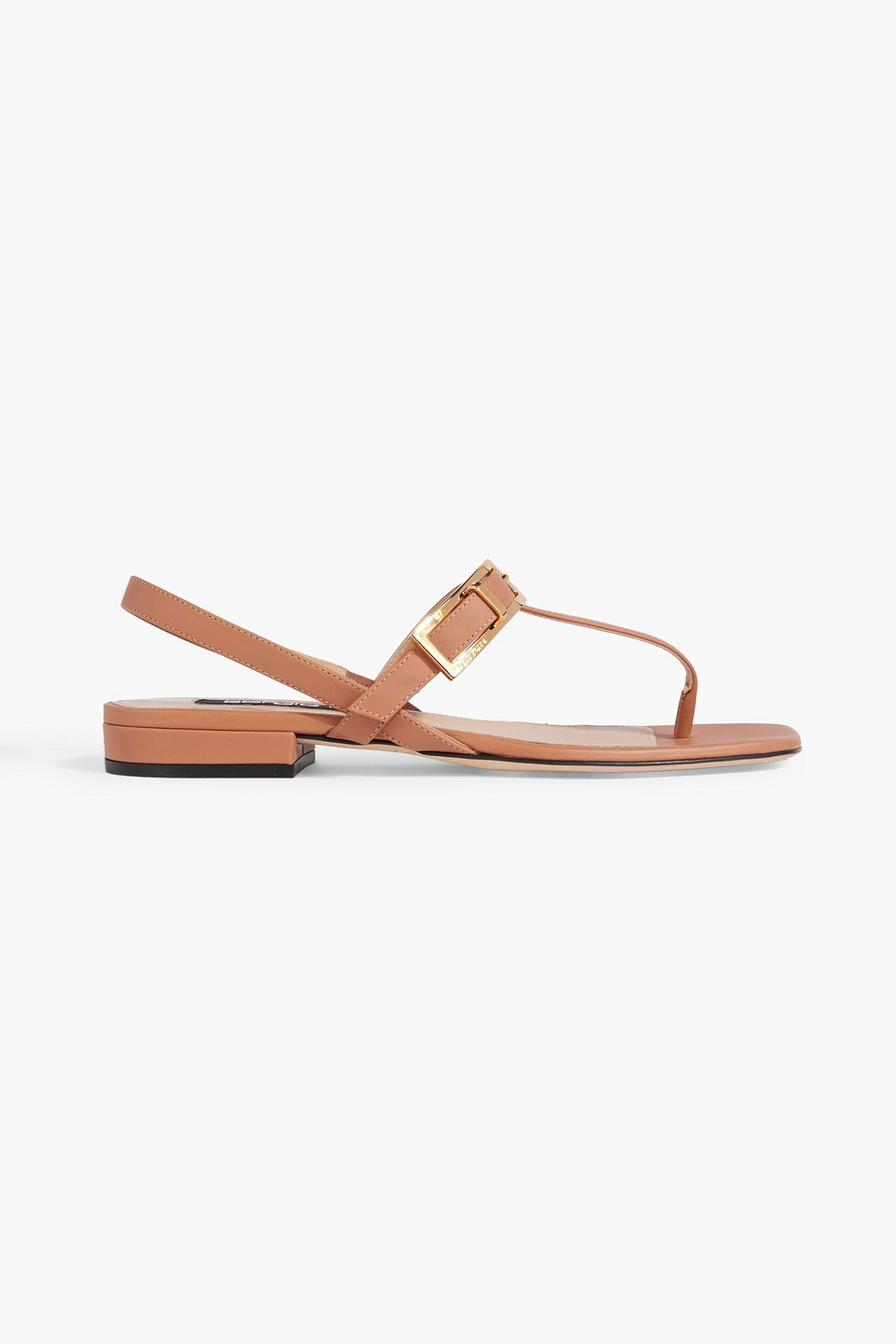 Sergio Rossi Buckled Leather Slingback Sandals In Light Brown