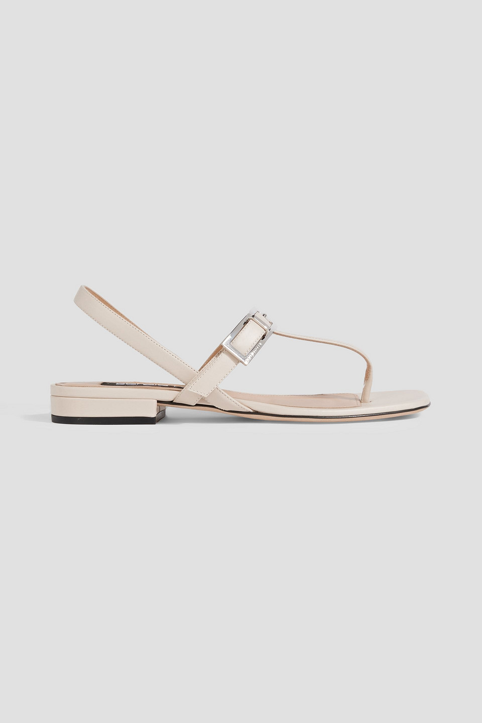 Sergio Rossi Buckled Leather Slingback Sandals In Ecru