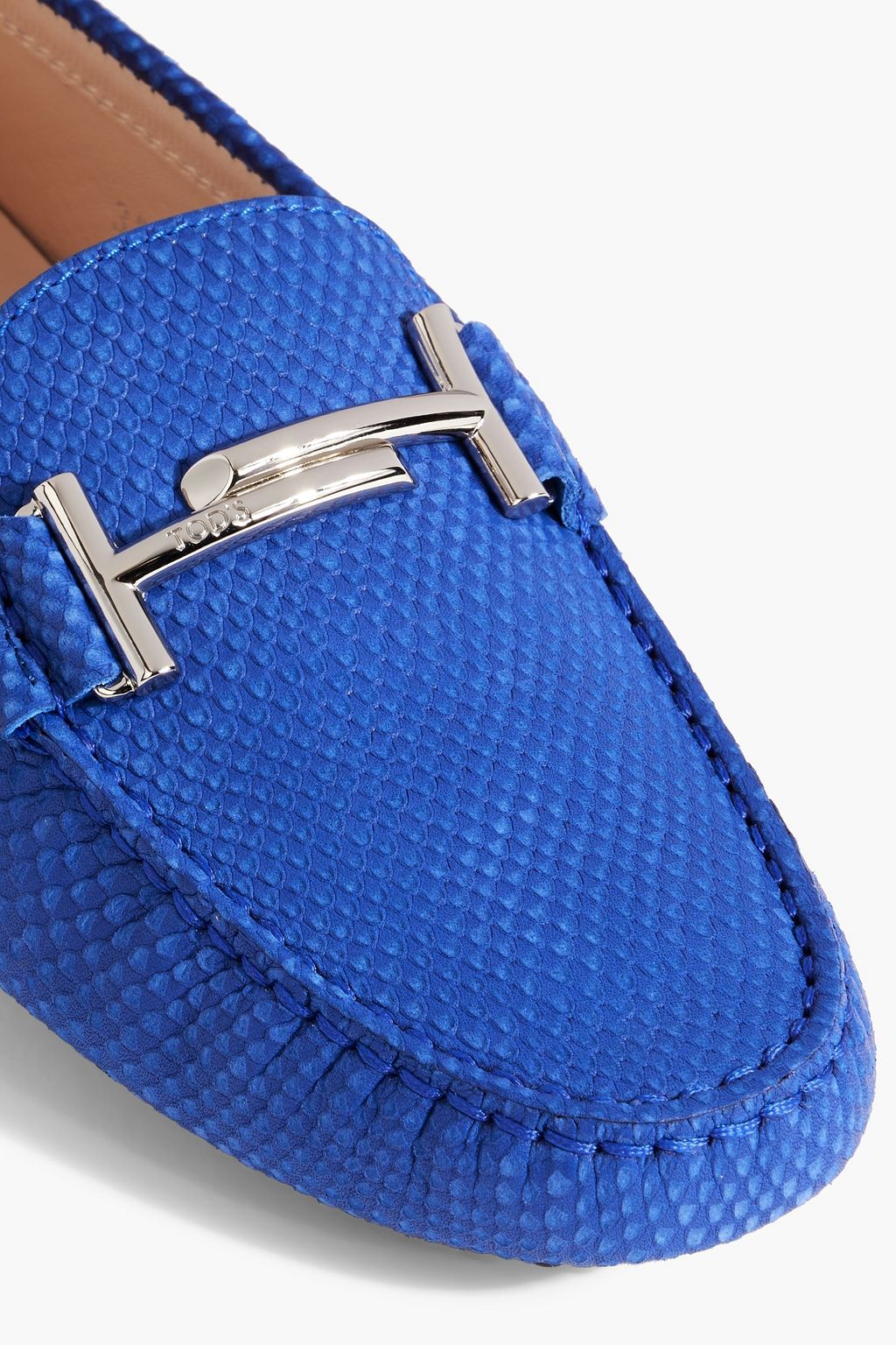 TOD'S Double T snake-effect suede loafers