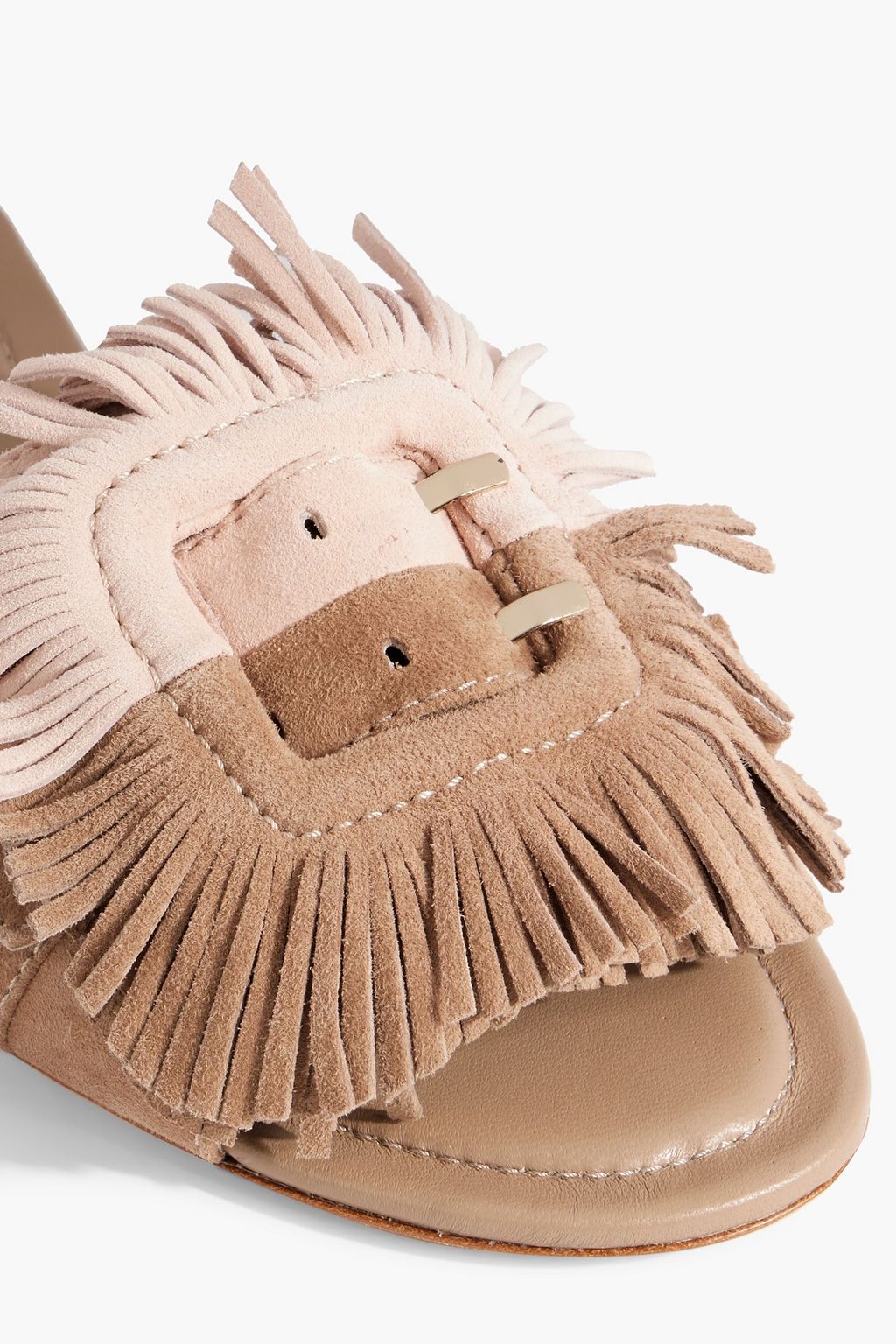TOD'S Fringed two-tone suede slides
