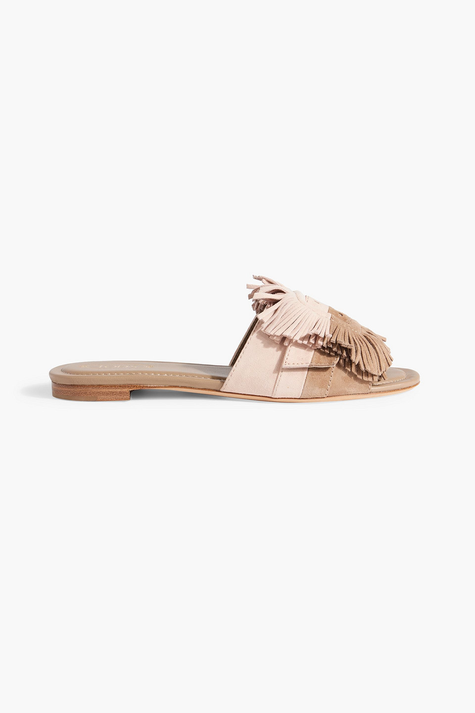 Tod's Fringed Suede Slides In Neutral