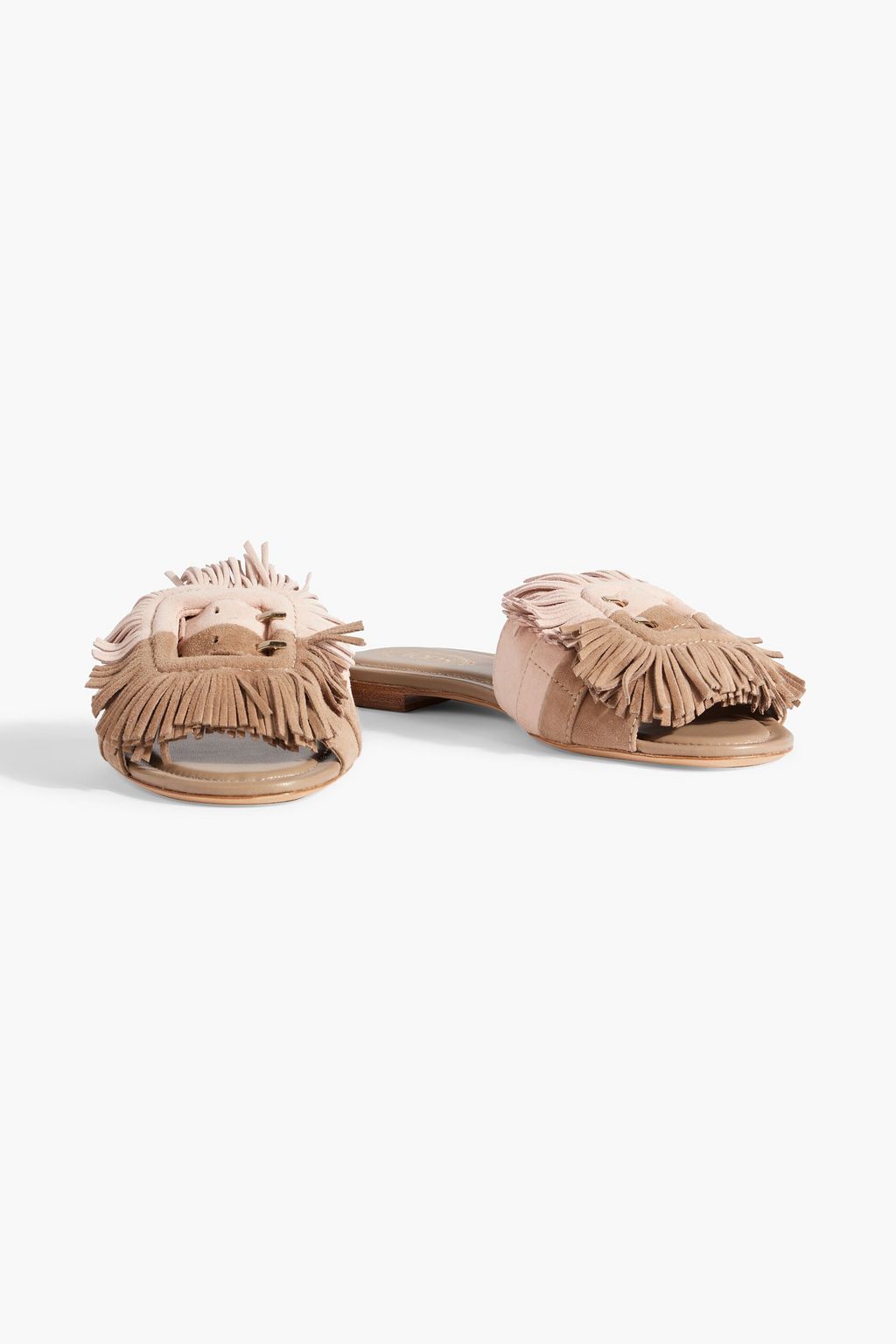 TOD'S Fringed two-tone suede slides