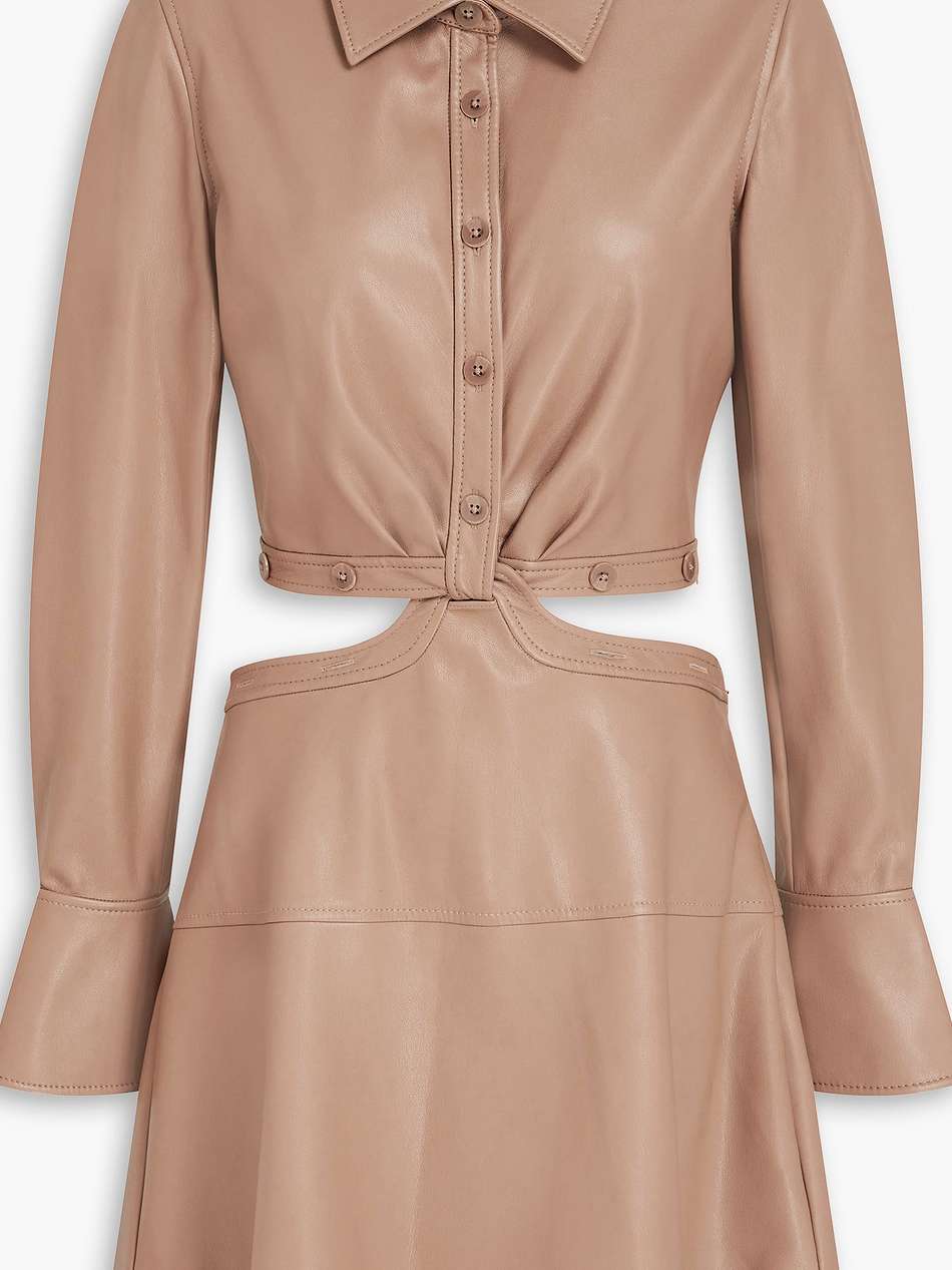 elias cutout twisted faux leather mini shirt dress
