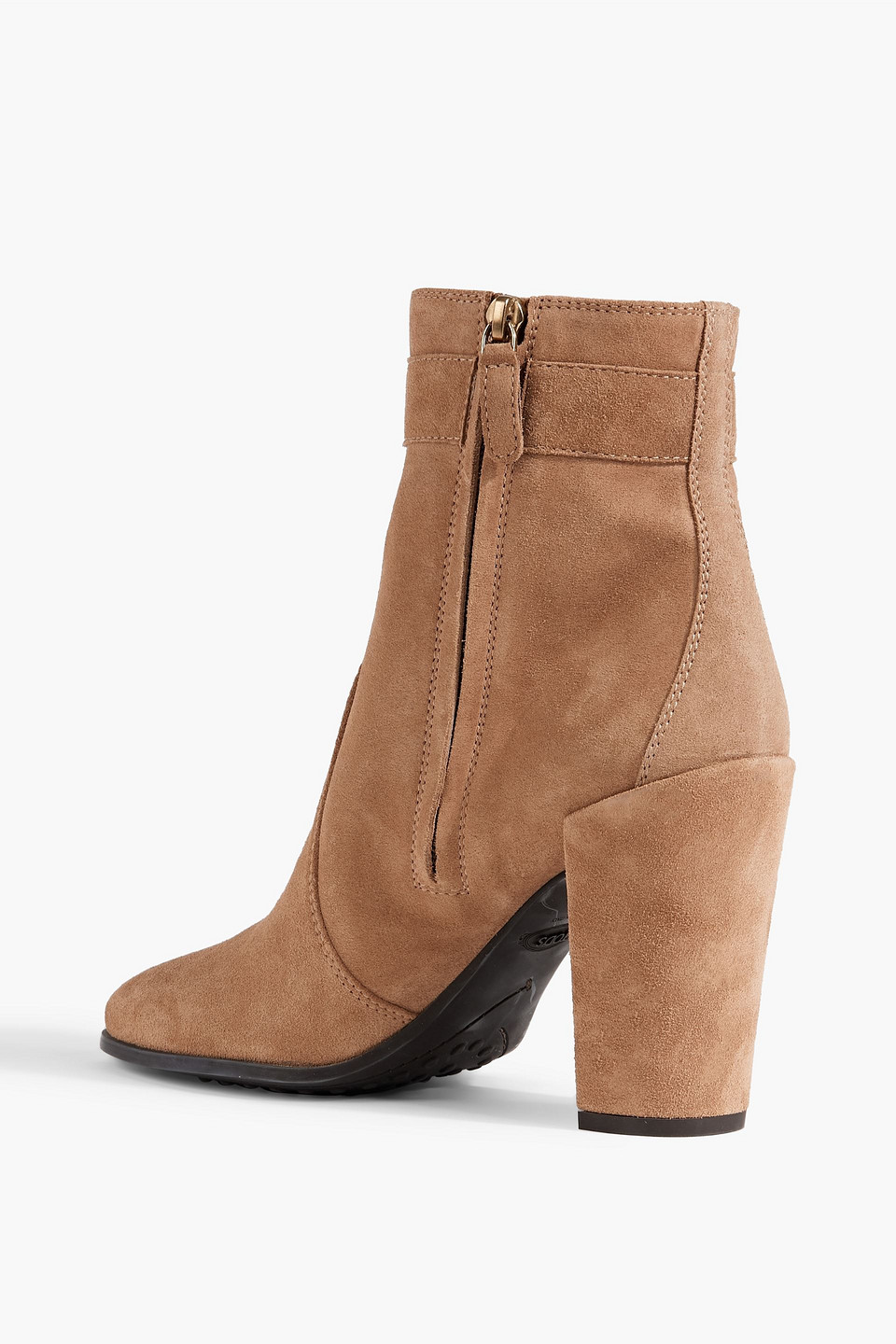 Shop Tod's Fringed Suede Ankle Boots In Sand