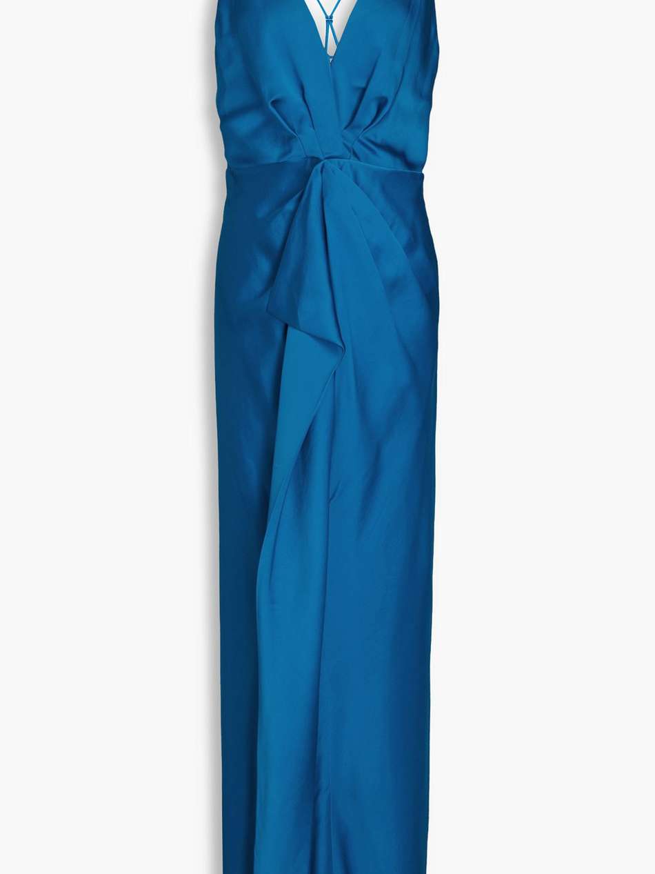 giana ruffled satin-crepe gown