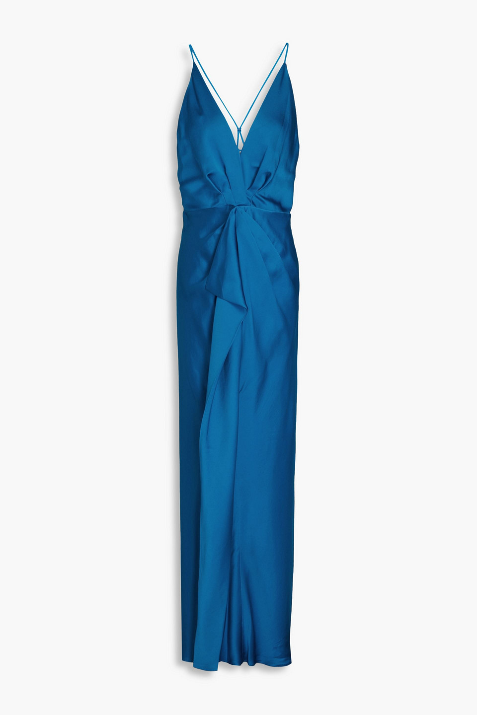 Shop Simkhai Giana Ruffled Satin-crepe Gown In Petrol