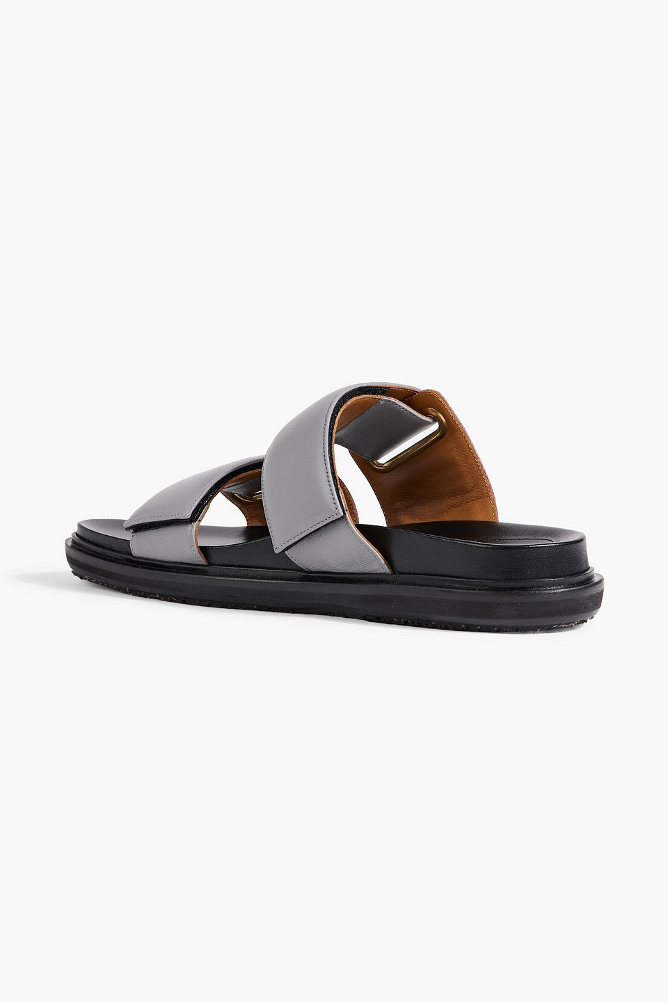 Shop Marni Two-tone Padded Leather Sandals In Gray