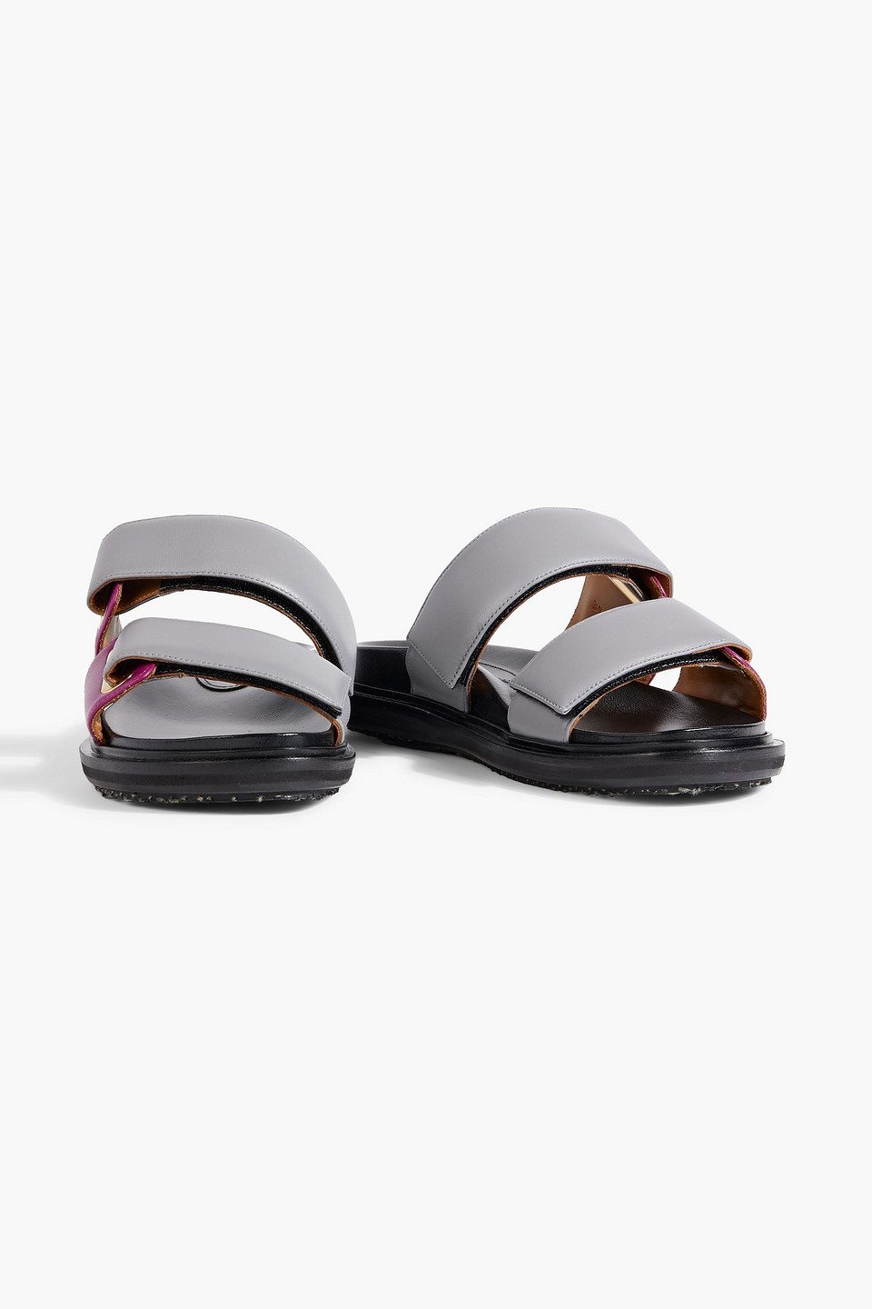 Shop Marni Two-tone Padded Leather Sandals In Gray