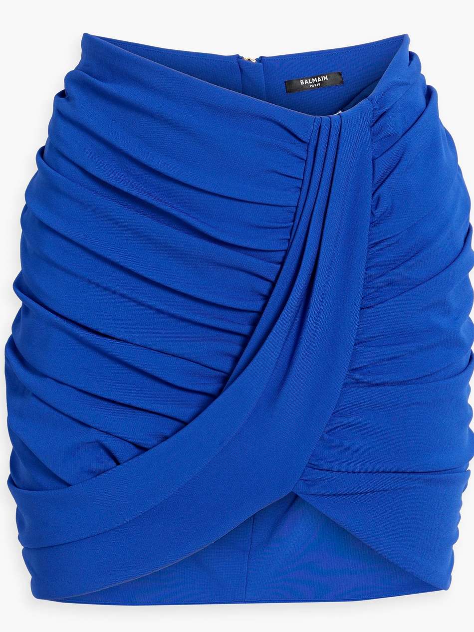 ruched jersey mini skirt