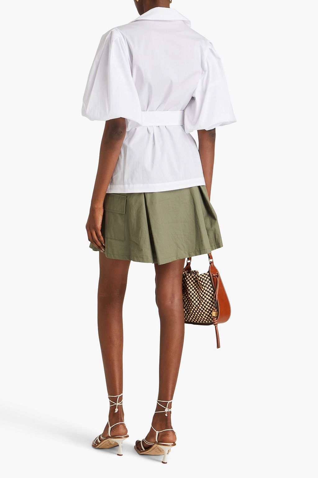 SIMKHAI Waverly wrap-effect cotton-blend poplin blouse